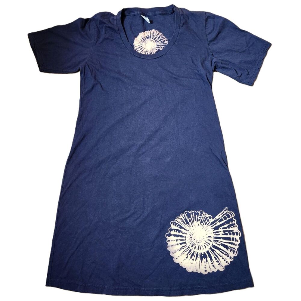 American Apparel Classic Girl Tee Youth XL Navy Beige Graphic T‑Shirt Dress